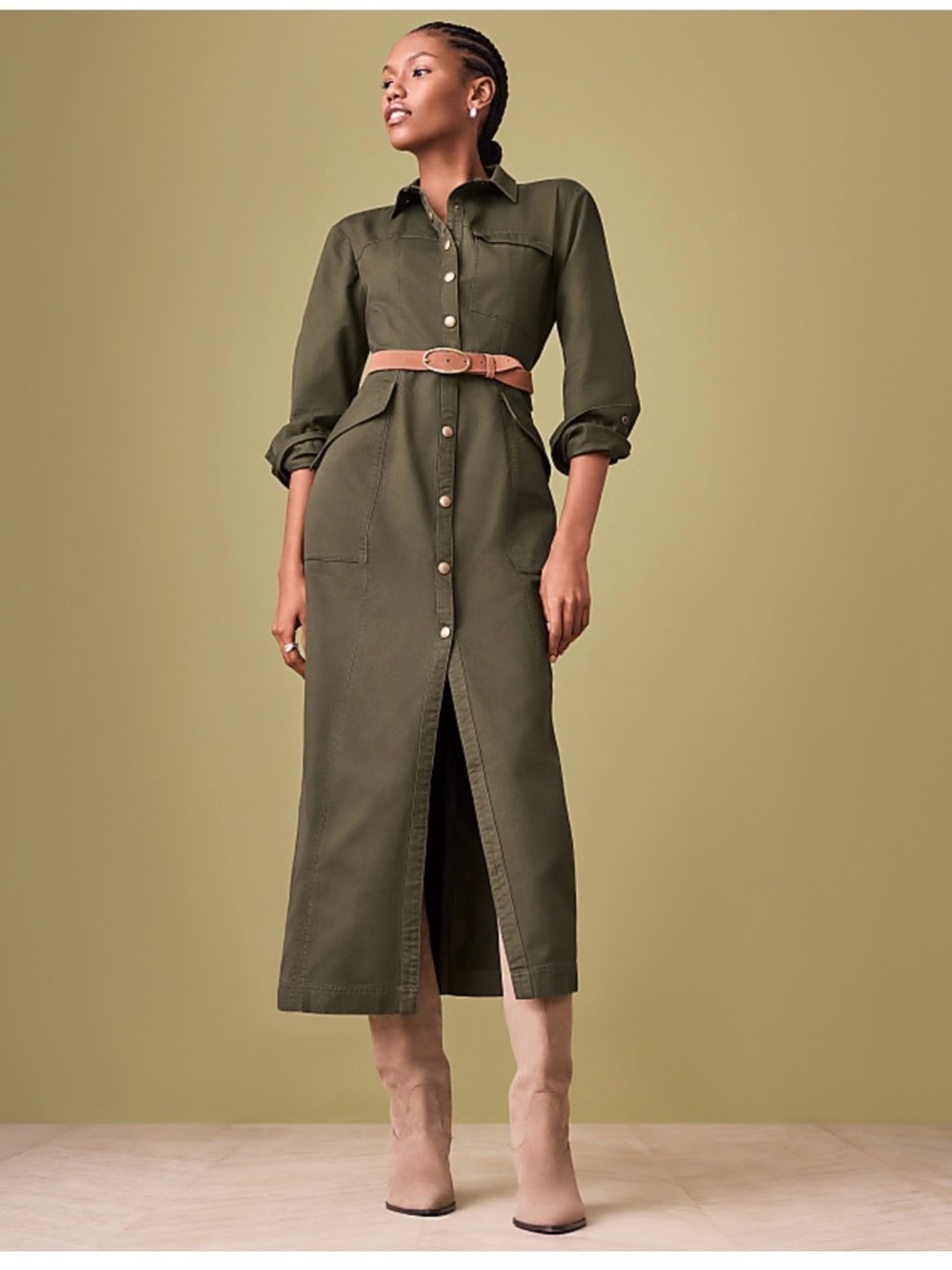 Loft Twill Midi Pocket Shirtdress 18